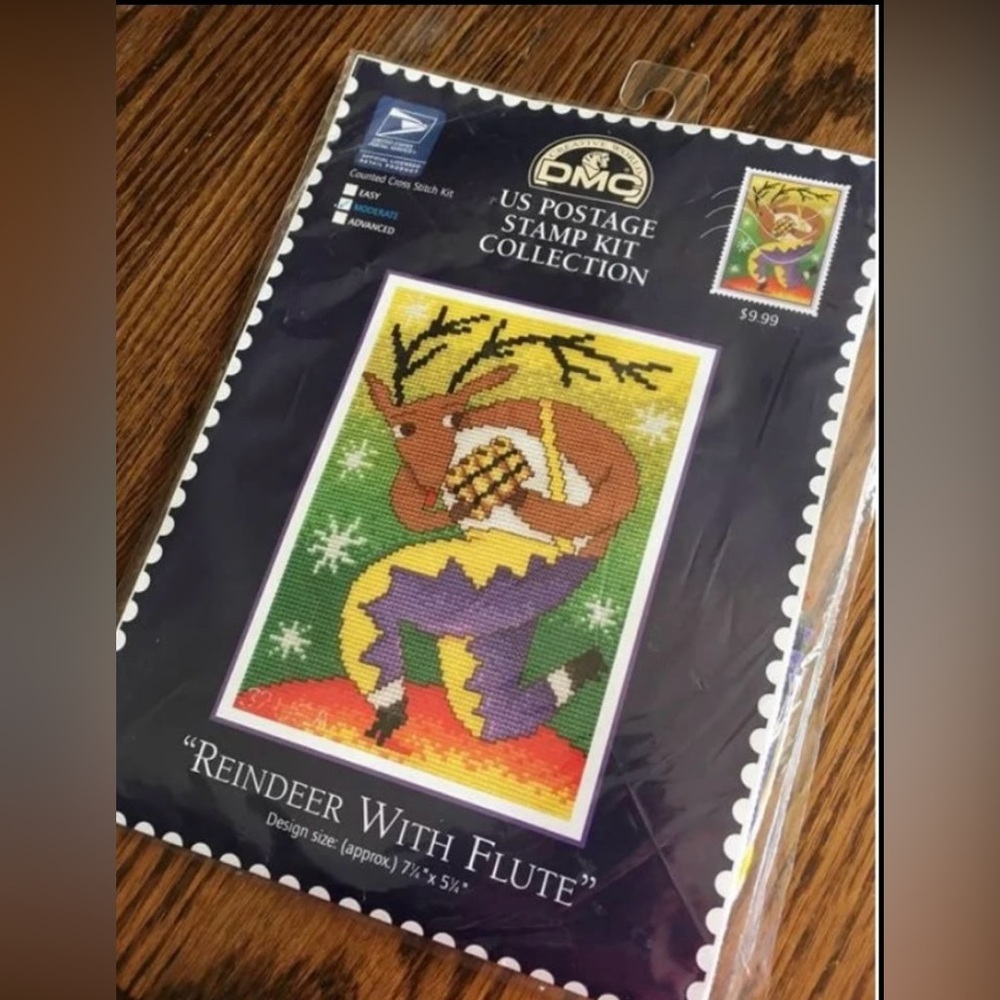 Reindeer Cross Stitch Needlework Kit DMC New In Package USPS Postage Stamp